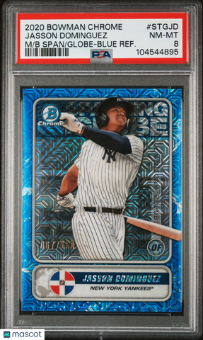 Jasson Dominguez - 2020 Bowman Chrome Mega Box STGJD Blue Refractor PSA 8 67/150