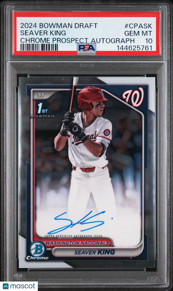 Seaver King - 2024 Bowman Draft Chrome Prospect Autographs PSA 10
