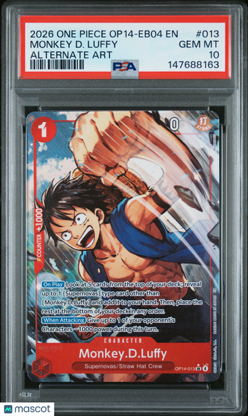 2026 One Piece The Azure Sea's Seven Monkey D. Luffy Alternate Art PSA 10 #013