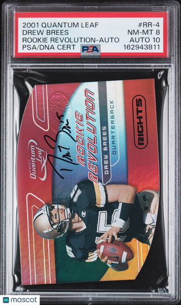 Drew Brees - 2001 Quantum Leaf Rookie Revolution Auto 20/50 PSA 8 Rare