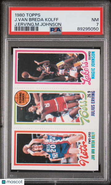 J. Van Breda Kolff - 1980 Topps J. Erving,M. Johnson PSA 7