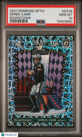Derek Carr - 2021 Panini Donruss Optic Downtown PSA 10