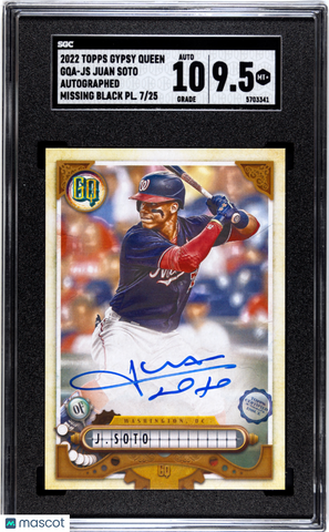 Juan Soto - 2022 Topps Gypsy Queen Autograph Missing Black Plate SGC 9.5 7/25