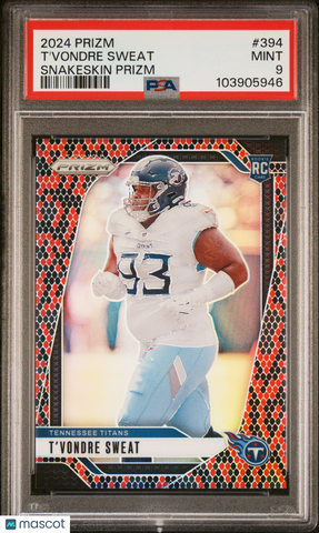 T'vondre Sweat - 2024 Panini Prizm Snakeskin PSA 9 Case Hit