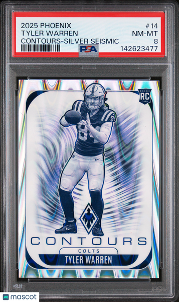 Tyler Warren - 2025 Panini Phoenix Contours Silver Seismic PSA 8