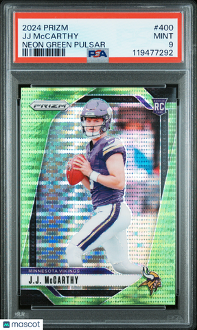 JJ Mccarthy - 2024 Panini Prizm Neon Green Pulsar PSA 9