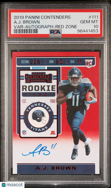 A. J. Brown - 2019 Panini Contenders Var Autograph Red Zone PSA 10
