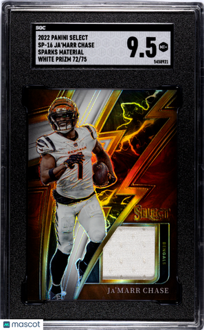Ja'marr Chase - 2022 Panini Select Sparks Mat. White Prizm SGC 9.5