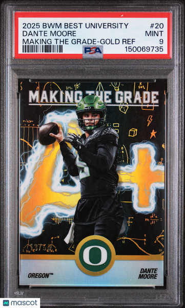 Dante Moore - 2025 Bowman Best University Making The Grade Gold Ref PSA 9