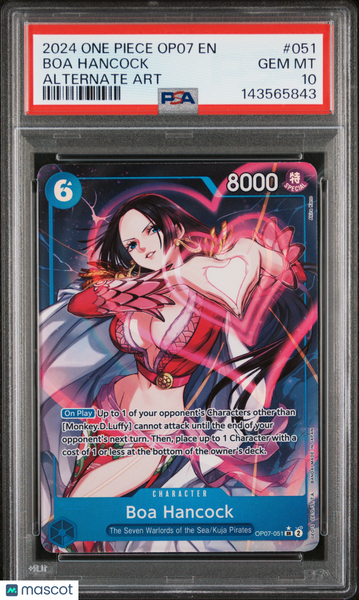 2024 One Piece Op07 500 Years Future Boa Hancock Alternate Art PSA 10 #051