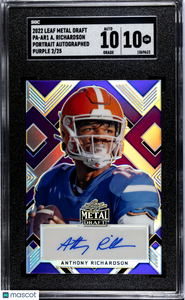 Anthony Richardson - 2022 Leaf Metal Draft Portrait Autograph Purple SGC 10 /25