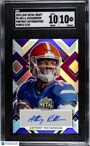 Anthony Richardson - 2022 Leaf Metal Draft Portrait Autograph Purple SGC 10 /25