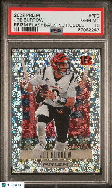 Joe Burrow - 2022 Panini Prizm Prizm Flashback No Huddle PSA 10