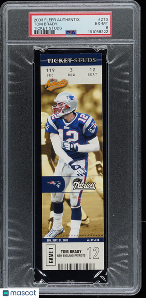 Tom Brady - 2003 Fleer Authentix Ticket Studs PSA 6 #2TS