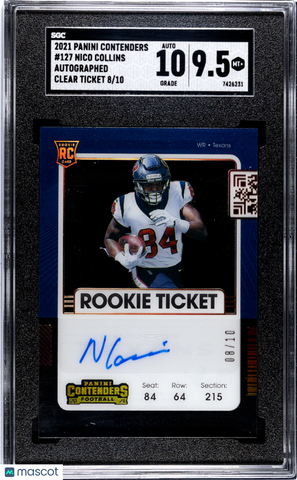 Nico Collins - 2021 Panini Contenders Autograph Clear Ticket SGC 9.5 /10