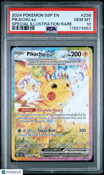 2024 Pokemon Surging Sparks Pikachu EX Special Illustration Rare PSA 10 238/191