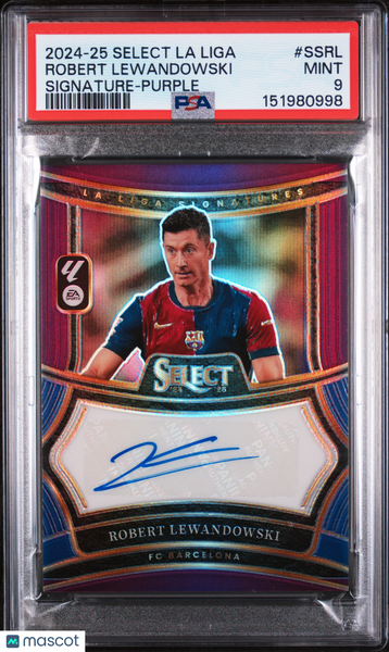 Robert Lewandowski - 2024-25 Panini Select La Liga Signatures Purple PSA 9 /49