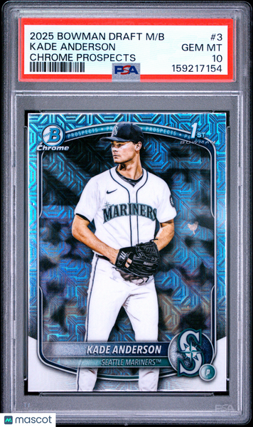 Kade Anderson - 2025 Bowman Draft Mega Box Chrome Prospects PSA 10