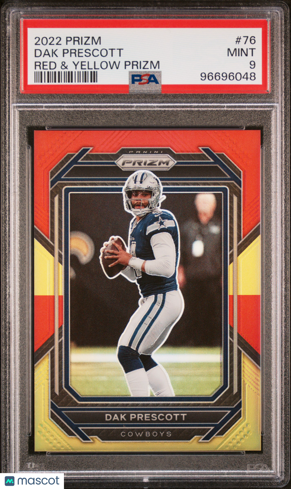 Dak Prescott - 2022 Panini Prizm Football Red & Yellow Choice 21/44 #76 PSA 9