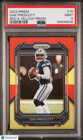 Dak Prescott - 2022 Panini Prizm Football Red & Yellow Choice 21/44 #76 PSA 9