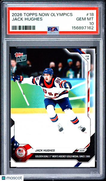 Jack Hughes - 2026 Topps Now 2026 Olympics PSA 10