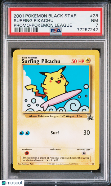 2001 Pokemon Promo Black Star Surfing Pikachu Promo-Pokemon League PSA 7 #28