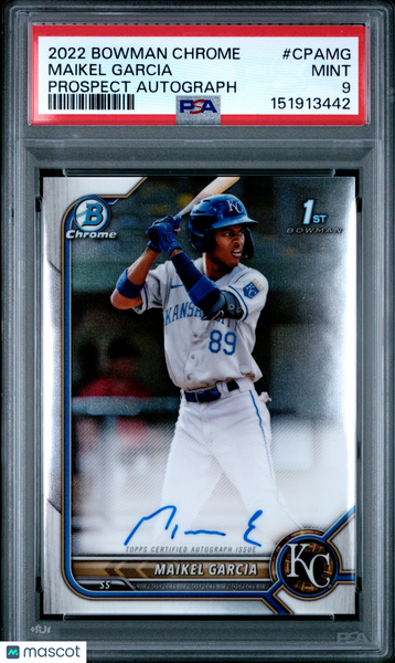Maikel Garcia - 2022 Bowman Chrome Prospect Autographs PSA 9