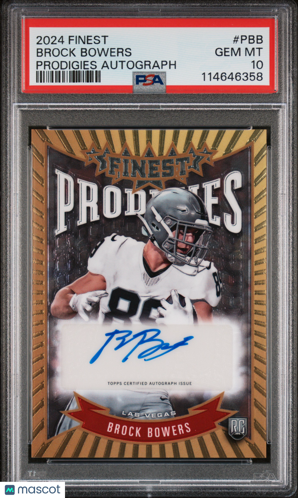 Brock Bowers - 2024 Topps Finest Prodigies Rookie Auto Autographs PSA 10