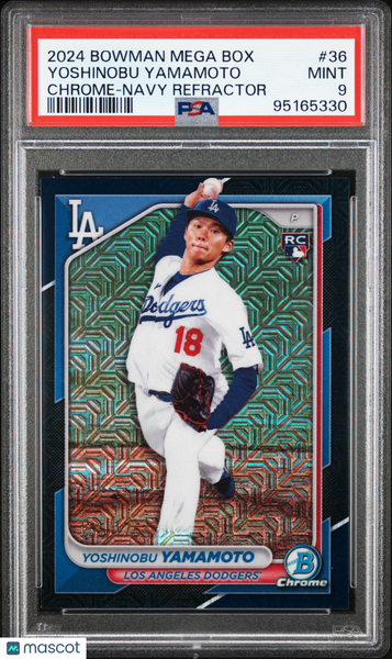 Yoshinobu Yamamoto - 2024 Bowman Mega Box Chrome Navy Refractor PSA 9 155/175