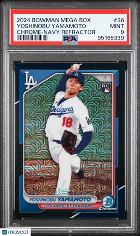 Yoshinobu Yamamoto - 2024 Bowman Mega Box Chrome Navy Refractor PSA 9 155/175