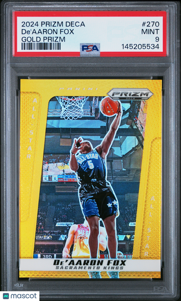 De'aaron Fox - 2024 Panini Prizm Deca Gold PSA 9