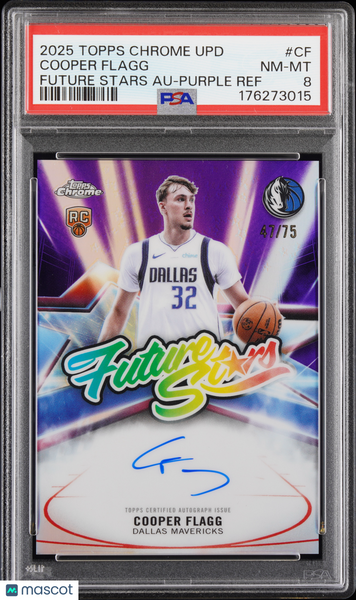 Cooper Flagg 2025 Topps Chrome Update Future Stars Autograph Purple PSA 8 /75