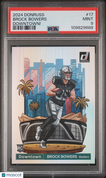 Brock Bowers - 2024 Panini Donruss Downtown! Rookie #17 PSA 9