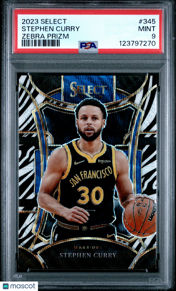 Stephen Curry - 2023 Panini Select Zebra Prizm PSA 9