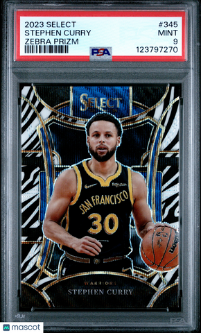 Stephen Curry - 2023 Panini Select Zebra Prizm PSA 9