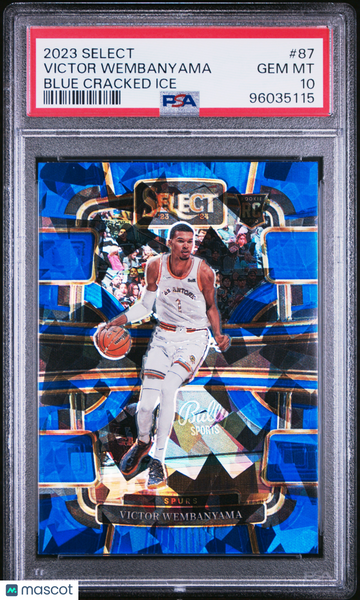 Victor Wembanyama - 2023 Panini Select Blue Cracked Ice PSA 10