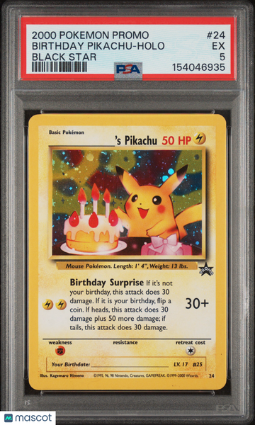 2000 Pokemon Promo Black Star Birthday Pikachu Holo Black Star PSA 5 #24