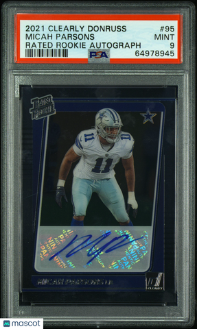 Micah Parsons - 2021 Panini Clearly Donruss Rated Rookie Autograph PSA 9