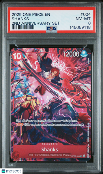 2025 One Piece English Version 2ND Anniversary Set Shanks PSA 8 #004