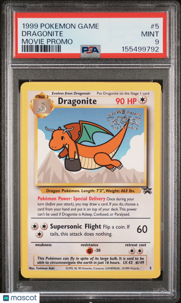 1999 Pokemon Game Movie Dragonite Movie Promo PSA 9 #5