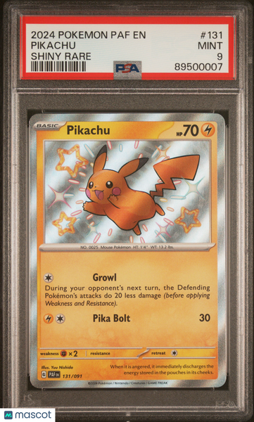2024 Pokemon Paf EN-Paldean Fates Pikachu Shiny Rare PSA 9 #131