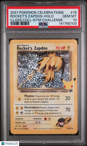 2021 Pokemon Celebrations Classic Collection Rocket's Zapdos Holo PSA 10 #15