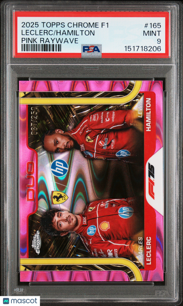 Leclerc Hamilton - 2025 Topps Chrome Formula 1 Pink Raywave 087/250 PSA 9