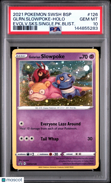 2021 Pokemon Black Star Promo Slowpoke Holo PSA 10 #126 evolving skies