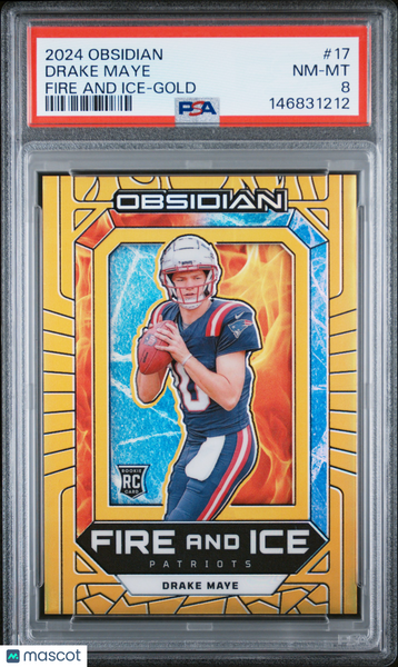 Drake Maye - 2024 Panini Obsidian Fire And Ice Gold PSA 8 Rookie /10