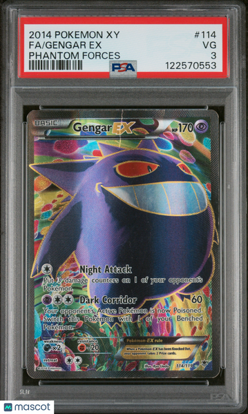 2014 Pokemon Xy Phantom Forces Gengar EX Fa Phantom Forces PSA 3 #114