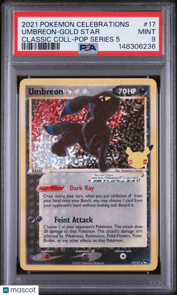 2021 Pokemon Celebrations Classic Collection Umbreon-Gold Star PSA 9 #17