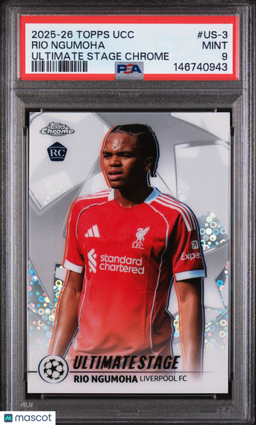 Rio Ngumoha - 2025-2026 Topps UEFA Club Competitions Ultimate Stage Chrome PSA 9