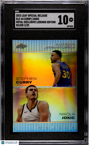 Stephen Curry Nikola Jokic 2023 Leaf Metal Exclusive Legends Silver 3/25 SGC 10