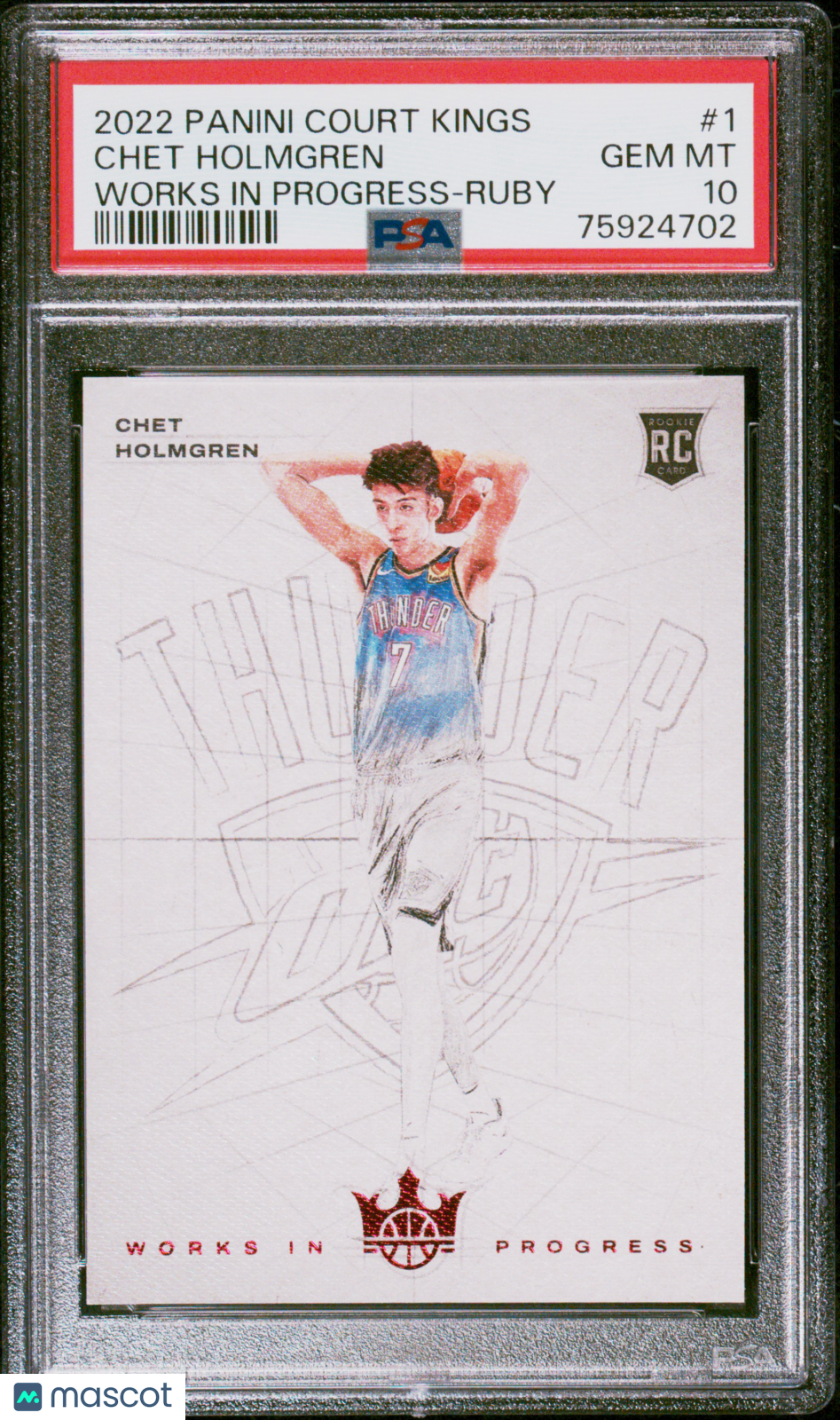 Chet Holmgren - 2022 Panini Court Kings Works In Progress Ruby PSA 10 79/149